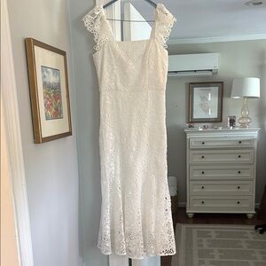 Shoshanna White Lace Midi Dress